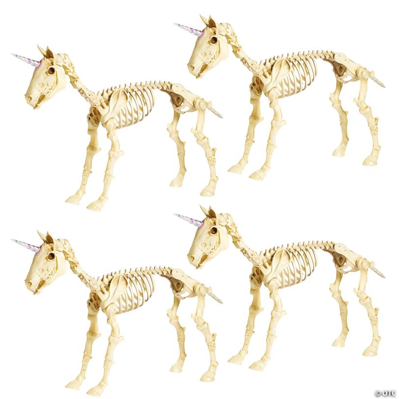 Bulk Unicorn Skeleton Halloween Decorations - 4 Pc.