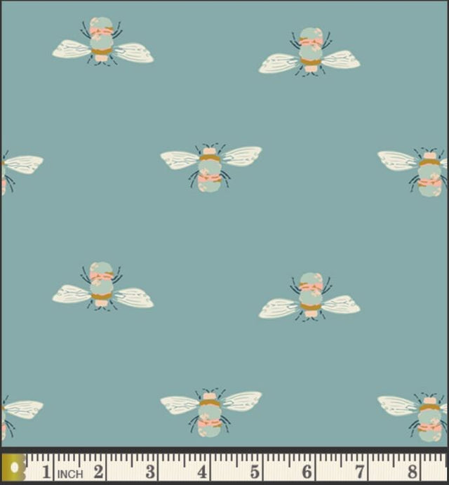 Quilting Cotton Bumble Buzz Floral Bee Print Art Gallery
