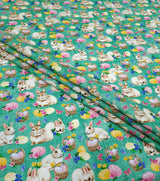 Quilting Cotton Bunnies & Eggs on Sage Easter Fabric