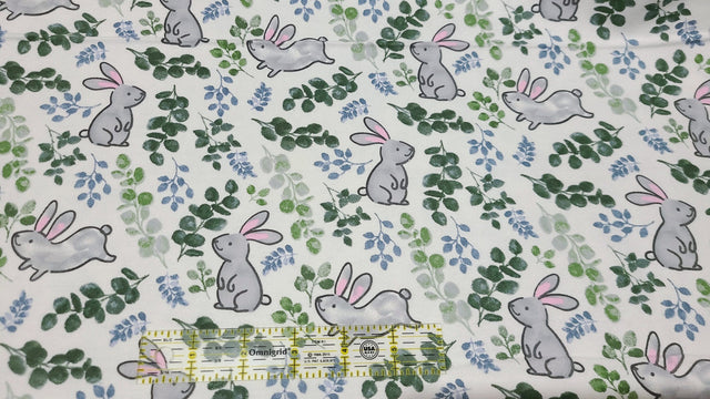 Flannel Fabric Bunny Allover Easter Nursery 100% Cotton