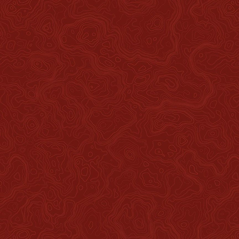 Cotton Print Burgundy Topography Map Fabric 44/45"