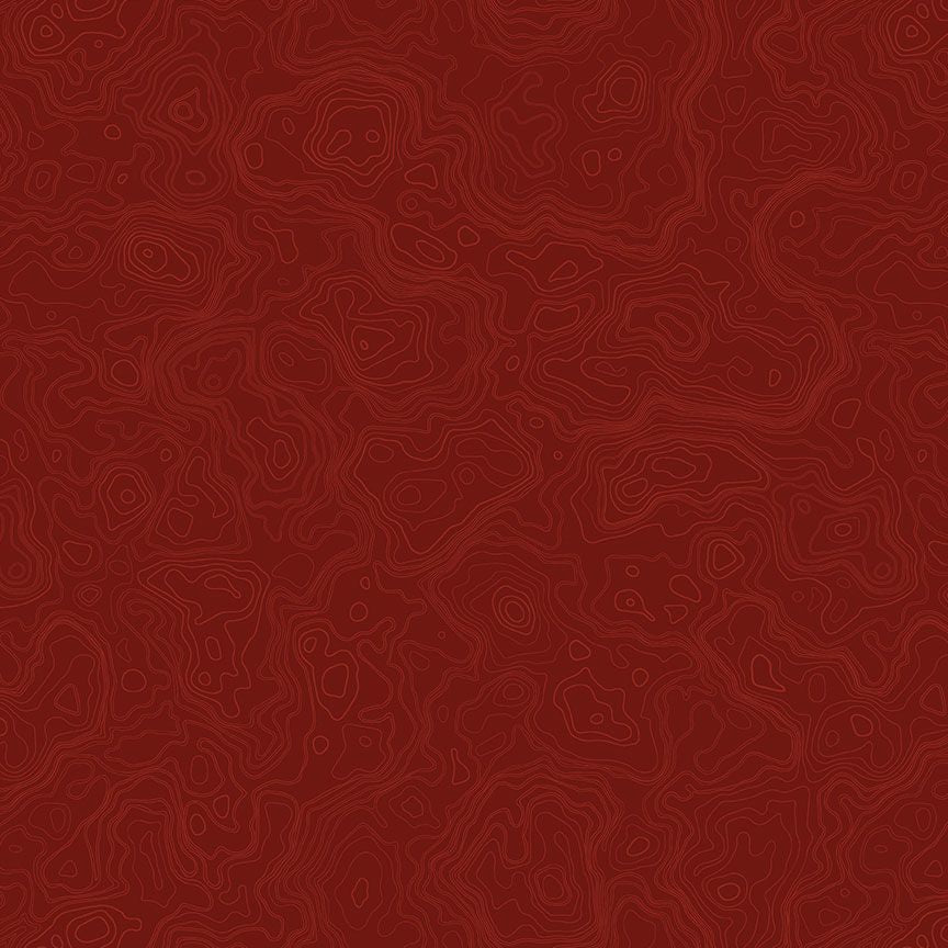 Cotton Print Burgundy Topography Map Fabric 44/45"