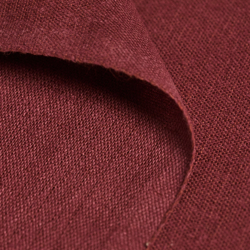 1 Yard Burgundy Linen Silk Blend Fabric, Woven Midweight Textile for Apparel & Decor 54" Wide