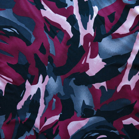 Poly Spandex Swimsuit Fabric Burgundy Grey Black Abstract Print
