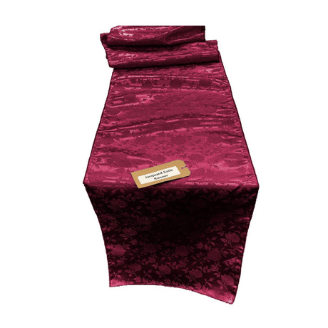 Jacquard Satin Roses Runner Satin Fabric - Ecru Jacquard Rose Motif, 14" Wide X 84" Long (1 Runner)