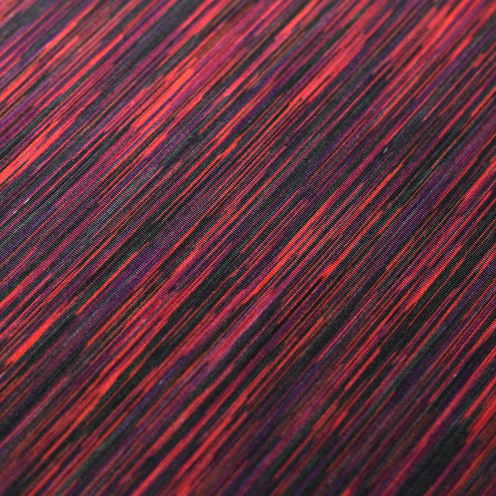 Yarn Dye Jersey Polyester Spandex Fabric - Jade/Burgundy/Turquoise Paintbrush Lines, 58/60" Width (1 Yard)
