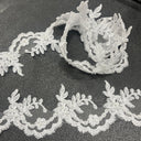 1 Yard Beaded & Corded Embroidered Lace Trim 3" Wide 100% Polyester for Dresses & Costumes