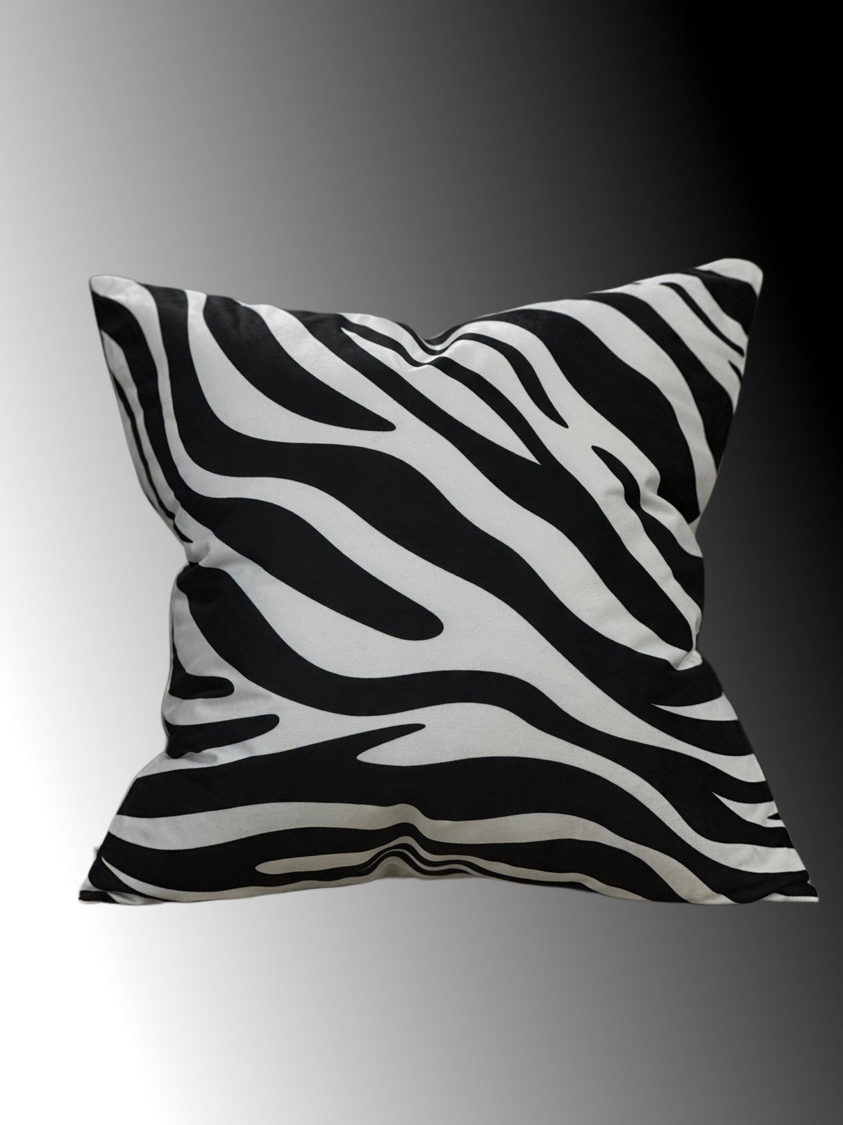 Viva020 Velvet Fabric - White Abstract Black Zebra Design, 20" X 20" (1 Piece)