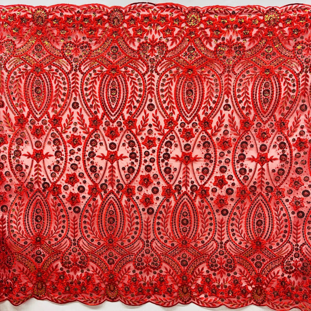 Beaded Sequined Floral Lace Fabric 52" Wide