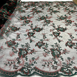 Embroidered Lace Fabric 100% Polyester Net Mesh 51"