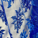 Embroidered Lace Fabric on Polyester Net Mesh