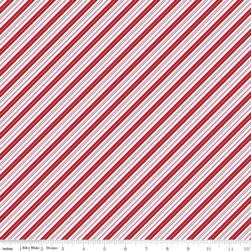 Quilting Cotton Candy Cane Stripes Claus & Co. Riley Blake Designs