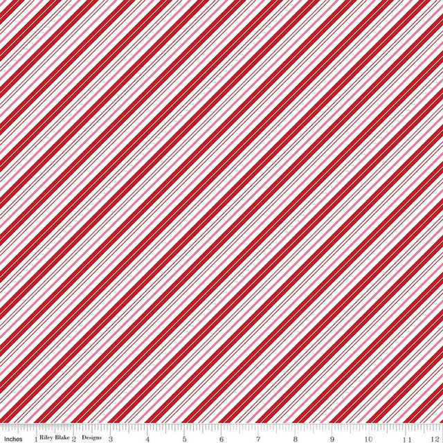 Quilting Cotton Candy Cane Stripes Claus & Co. Riley Blake Designs
