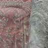 Corded Bridal Lace Fabric - Embroidered On 100 Percent Polyester Net Mesh, 51" Wide (1 Yard)