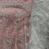 1 Yard Elegant Corded Bridal Lace Fabric Embroidered on 100% Polyester Net Mesh 51 inch Width