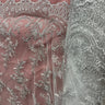 1 Yard - Corded Bridal Lace Fabric Embroidered on 100% Polyester Net Mesh - 51" Wide