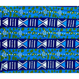 Tarkwa Symbolism 100% Cotton Fabric - Shades Of Blue, Green, White, 46" Width (Per Yard)