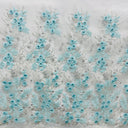 1 yarda de tela de encaje floral 3D con cuentas bordada sobre malla de red 100% poliéster Ancho 52 pulgadas