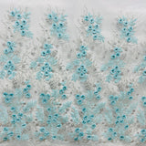 1 Yard Beaded 3D Floral Lace Fabric Embroidered 100 Percent Polyester Net Mesh 52 inch Width
