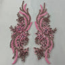 Rhinestone Applique Floral Lace Pair 14" x 4"