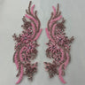 1 Pair 14" x 4" Each Side Crystal Rhinestone Beaded & Corded Lace 100% Polyester