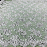 1 Yard Luxurious Beaded Lace Fabric Embroidered on Soft Polyester Net Mesh