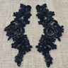 Beaded Corded Floral Lace Applique Pair