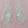 1 Pair Beaded & Corded Floral Lace Applique Embroidered on 100% Polyester 9.5" x 2" Each Side