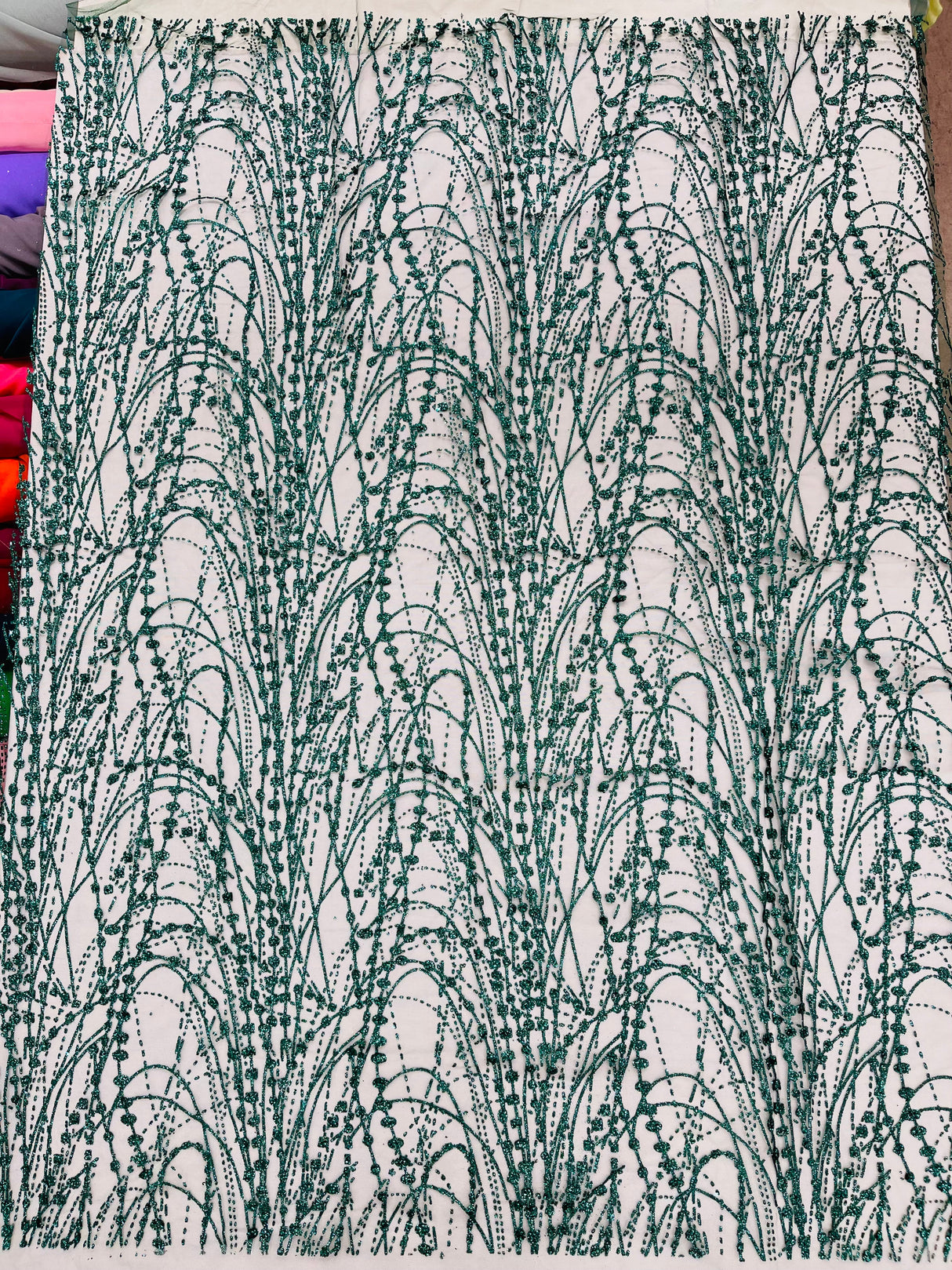 Galaxy Glitter Design Mesh Lace Polyester Fabric - Glitter Galaxy Pattern, 52-54" Width (1 Yard)