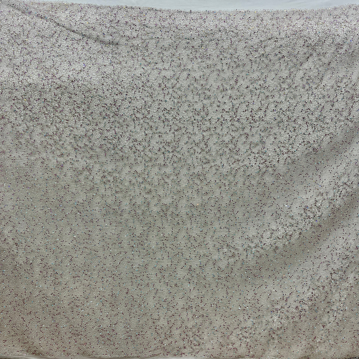 Beaded Lace Fabric on Polyester Net Mesh