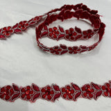 Beaded Corded Lace Trim on Polyester Organza