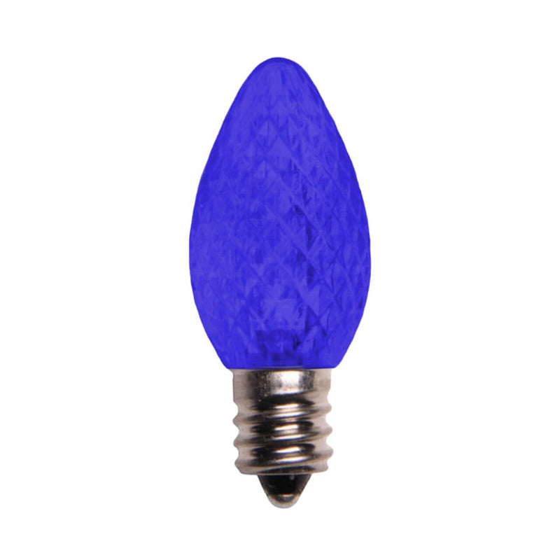 C7 Platinum Elite LED SMD Bulbs – 25 Pack Faceted Blue Commercial Grade Christmas Lights
