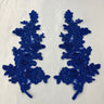 Beaded Corded Floral Lace Applique 100 Percent Polyester Fabric - Embroidered Net Mesh, 12" X 3.5" Each Side (1 Pair)