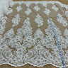 Beaded & Corded Bridal Lace Fabric - Dark Ivory, 54" Wide (1 Yard)