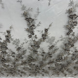 Beaded 3D Floral Lace Fabric Multitone Embroidered