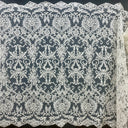 1 Yard Beaded & Corded Embroidered Bridal Lace Fabric on Mesh, Polyester, 54" Wide,