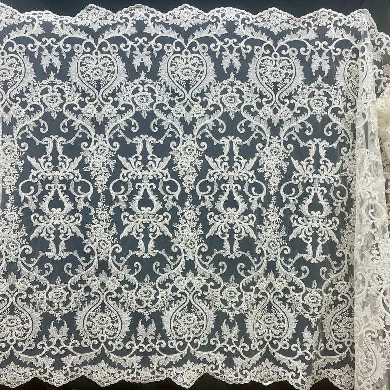 Beaded Corded Bridal Lace Dark Ivory
