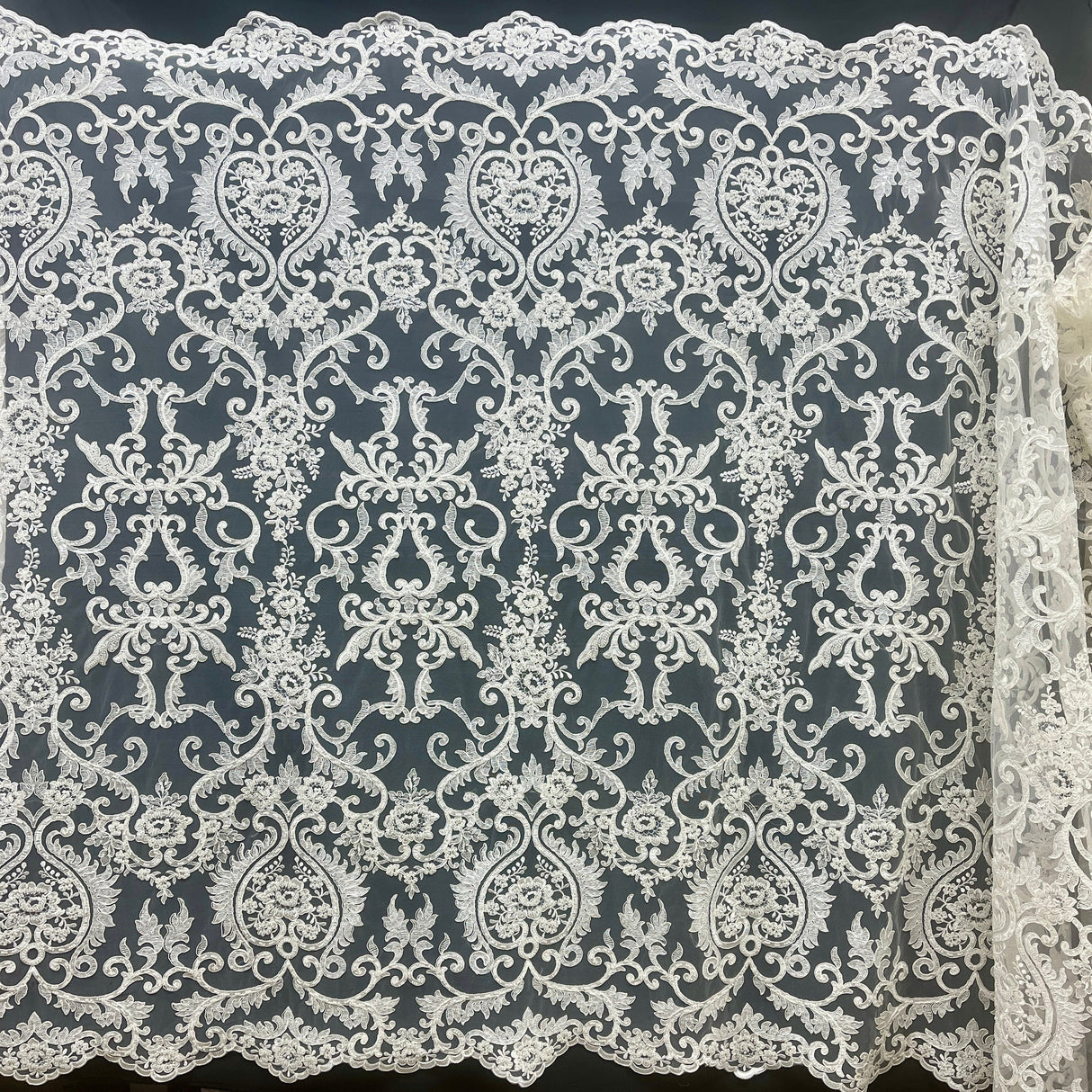 Beaded Corded Bridal Lace Dark Ivory