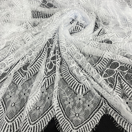3 Yards Chantilly Embroidered Lace Fabric with Eyelash Scallop