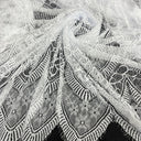 Embroidered Chantilly Lace Fabric with Eyelash Scallop
