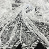 Embroidered Chantilly Lace Fabric with Eyelash Scallop