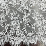 Embroidered Lace Fabric with Eyelash Scallop