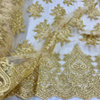 Embroidered Lace Fabric on Polyester Net Mesh