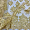 Embroidered Lace Fabric on Polyester Net Mesh