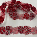 1 yarda de encaje bordado con cuentas y cordones, 1.5" de ancho, organza 100% poliéster para vestidos y disfraces  