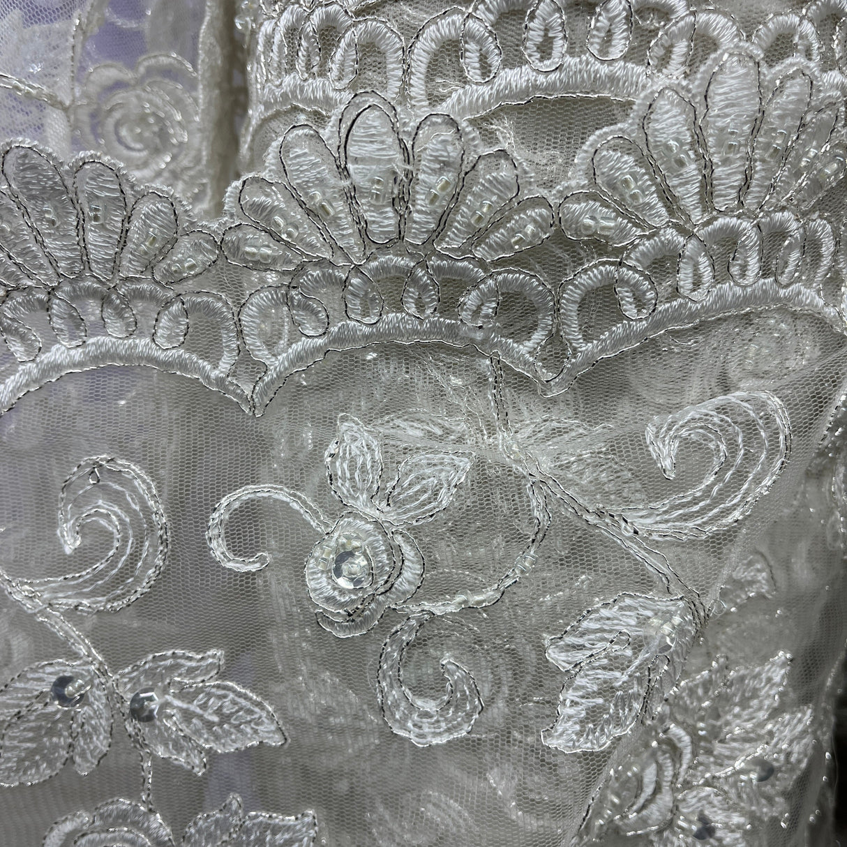 Beaded Corded Floral Bridal Lace Fabric 52" Wide
