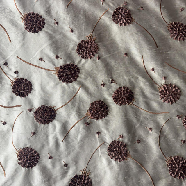 Carrie Silk Fabric - Embroidered Floral, 54" Width (1 Yard)