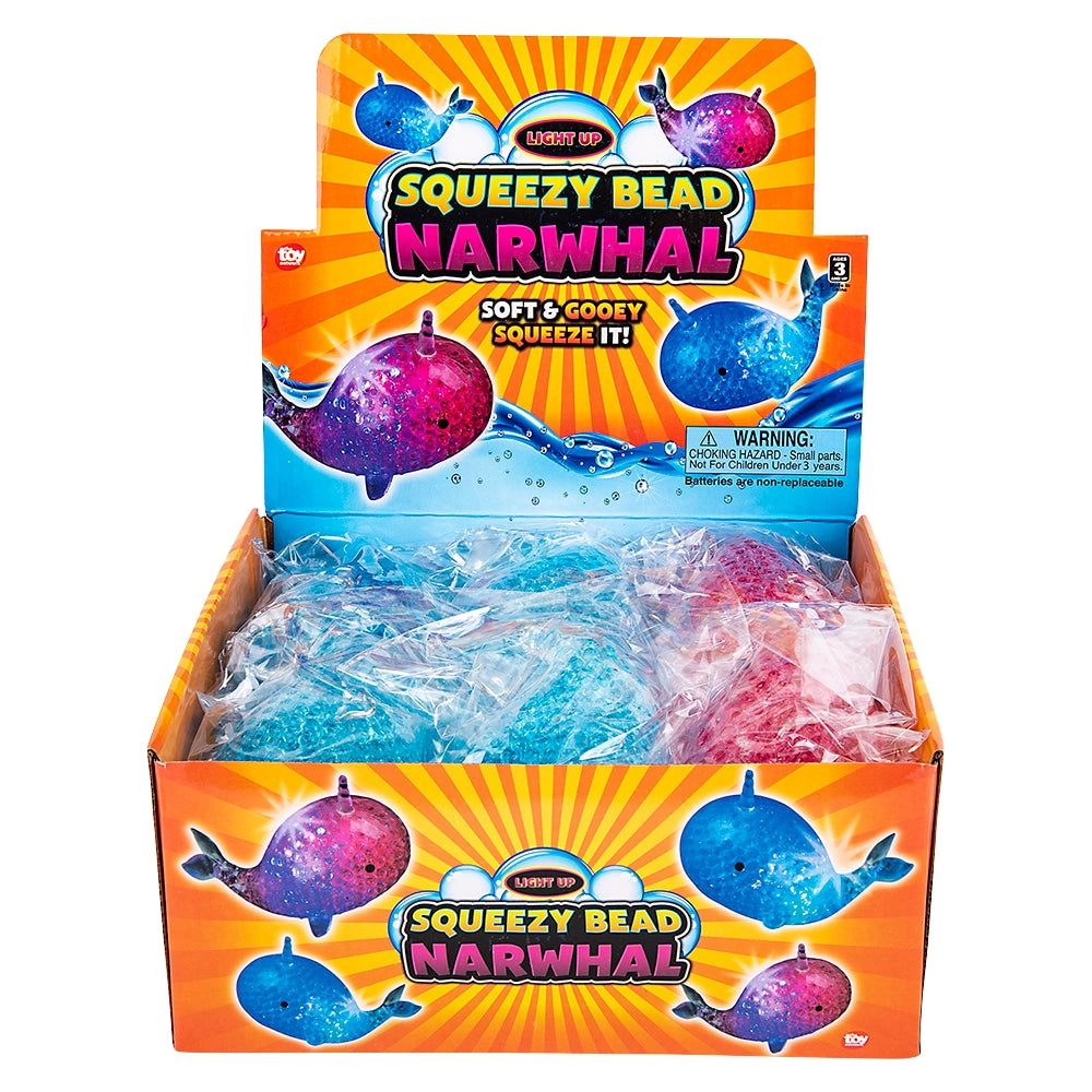 Light-Up Squeezy Bead Narwhal (12 PC Display)