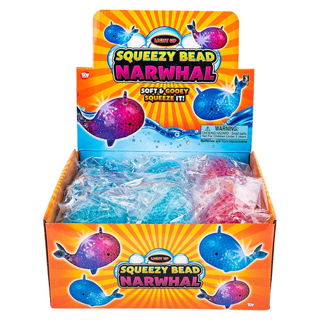 Light-Up Squeezy Bead Narwhal (12 PC Display)
