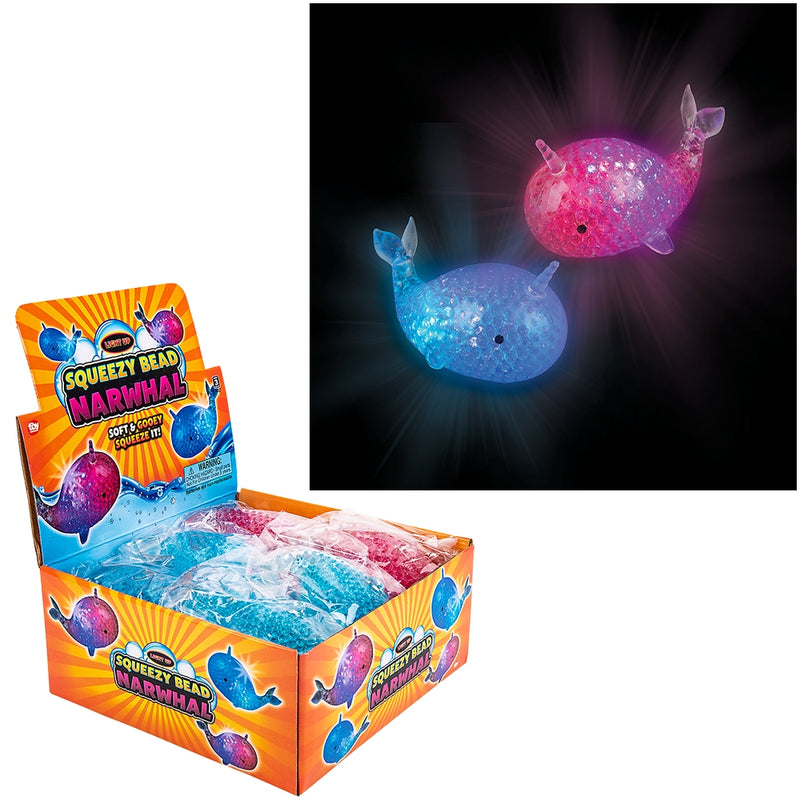 Light-Up Squeezy Bead Narwhal (12 PC Display)